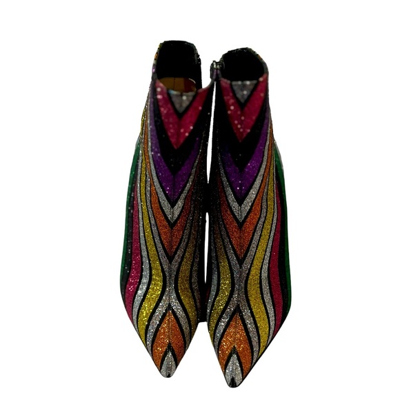 Christian Louboutin Multicolor So Kate 100 Striped Rainbow Glitter Heels Boots. - Picture 11 of 13